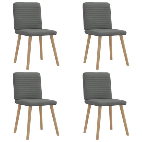 vidaXL Set of 4 Dark Grey Dining Chairs Ergonomically Designed Solid Rubber Wood Frame Modern Fabric Tufted Cushions Comfortable Stylish Indoor Use Chair Kitchen Seat Living Room Cushion Seats