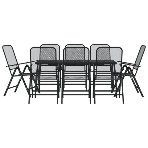 vidaXL 9 Piece Garden Dining Set - Robust and Foldable Outdoor Furniture Set with Adjustable Chairs and Practical Tabletop - Anthracite Metal Mesh