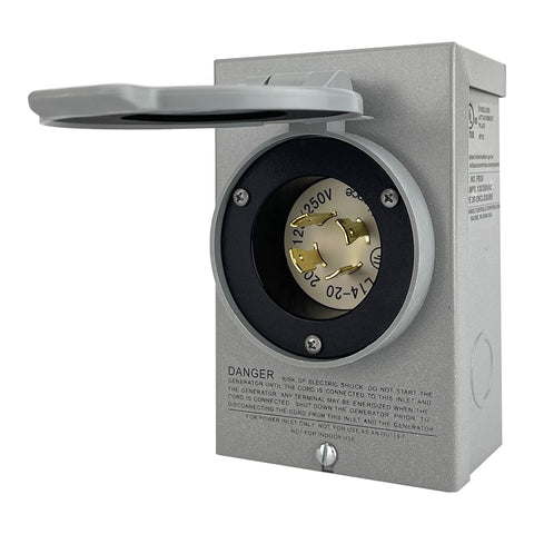 Reliance Controls Corporation PB20 20-Amp NEMA 3R Power Inlet Box for Generators Up to 5,000 Running Watts,Gray