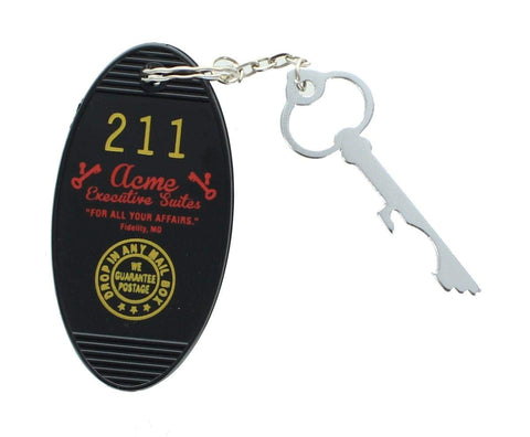Crowded Coop, LLC Retro Motel Key Fob - Acme Exec Suites Black