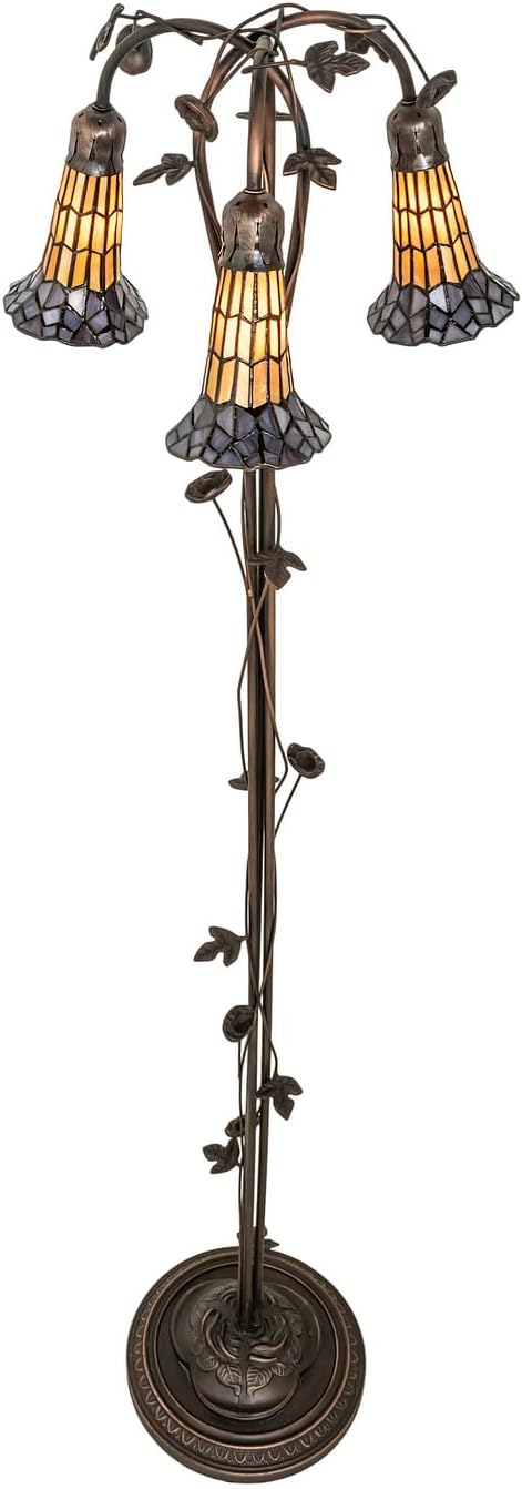 Meyda Tiffany Lighting 255135 Stained Glass Pond Lily Three Light Floor Lamp Lamp Bronze/Dark