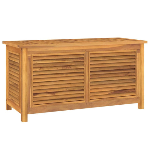 vidaXL Patio Storage Box with Bag, Solid Teak Wood 44.9"x19.7"x22.8", ic Charm, Ample Organizing Space, Versatile Use - Indoor and Outdoor Friendly.