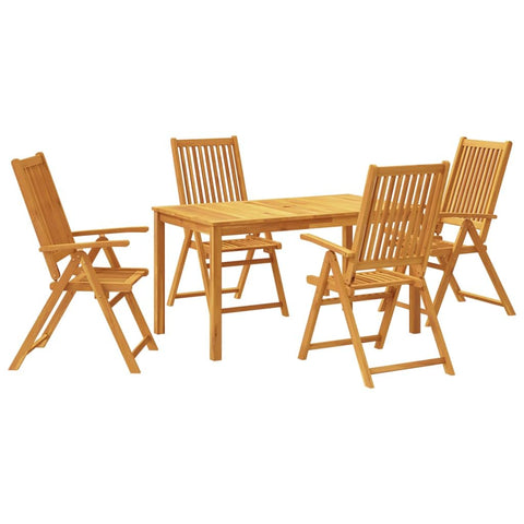 vidaXL 4 Seater Outdoor Dining Set in Solid Acacia Wood | Foldable Chairs Modern Rectangular Garden Table Ideal for Patio Balconies and Leisure Furniture Wooden