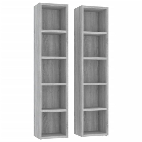 vidaXL CD Cabinets 2 pcs Grey Sonoma 8.3x6.3x36.8 Engineered Wood