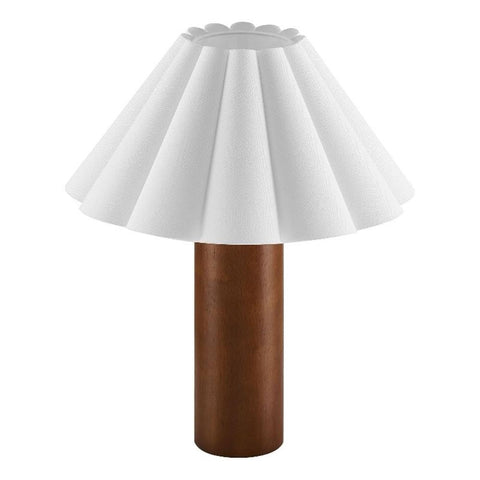 Modway Flora Table Lamp with Pleated Petal Lampshade in Walnut