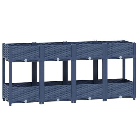 vidaXL Raised Bed - Durable and Sturdy Outdoor Gardening Solution - Made of Hard-Wearing Polypropylene - Ample Planting Space - Elegant Gray Design