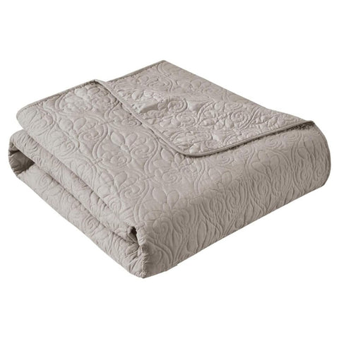 Oakestry Quilted Throw Ultra Soft Cozy Bedding for Living Room Couch Sofa Bed Cotton Filled Spread Damask Stitching Design, 60x70, Piping Borders Khaki