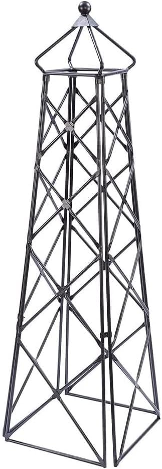 Oakestry enhances Your Garden with Stunning Wrought Iron Obelisk Trellis Graphite Perfect Climbing Plant Support Vertical Metal Yard Art for Outdoor Floral Decor