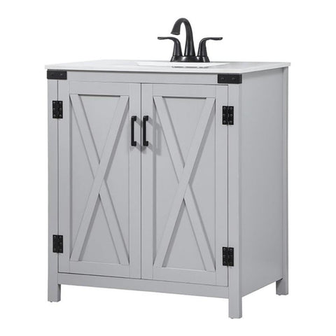 Elegant Decor Grant 30" Aluminum MDF Single Bathroom Vanity in Gray