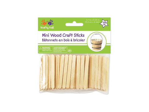Krafty Kids CW496 Craftwood Mini Craft Sticks, 2 .13in by 0.25in, Natural, 150-Piece