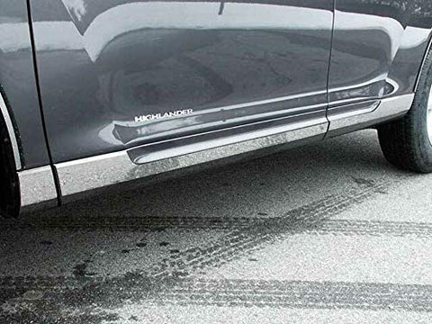 QAA Is Compatible With 2008-2011 Toyota Highlander 6 Piece Stainless Rocker Panel Trim, On The Rocker, 3.25" - 1" Tapered Width TH28110