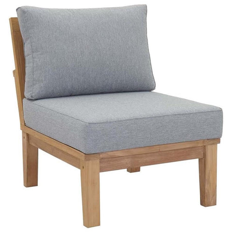 Modway EEI-1150-NAT-GRY-SET Marina Premium Grade A Teak Wood Outdoor Patio, Armless Chair, Natural Gray