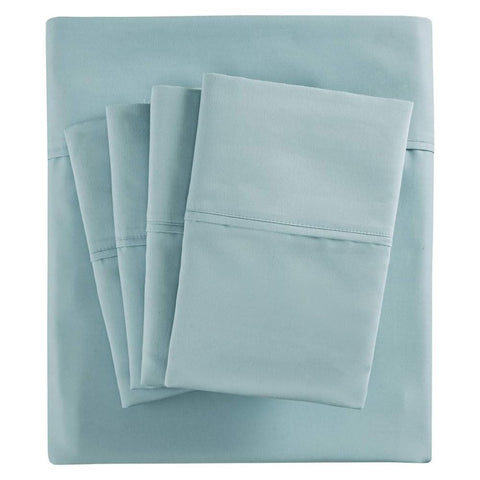 Oakestry 6-Piece Fitted Lightweight Bedding Sateen Sheet Set Deep Pocket Comfy Breathable Wrinkle Resistant, Matching Pillow Case, Cal King Size, Aqua