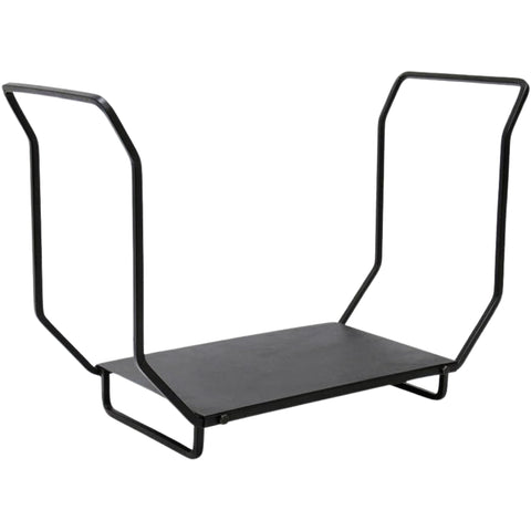 Oakestry Heavy-Duty Wrought Iron Firewood Rack with Black Powder-Coated Finish for Indoor & Outdoor Log Storage