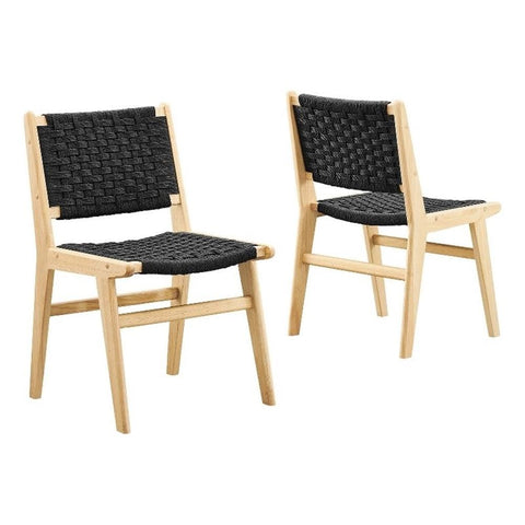 Modway Saoirse Faux Leather Wood Accent Lounge Chair in Natural Black