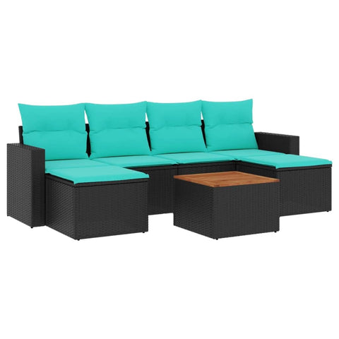 vidaXL Patio Sofa Set with Cushions 7 Piece, Outdoor Conversation Set, Sectional Sofa for Garden Balcony, Patio Furniture, Black Poly Rattan