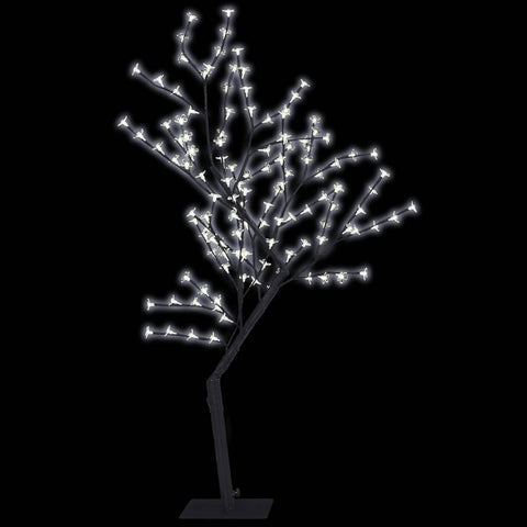 vidaXL Christmas Tree, Artificial Xmas Tree with Cherry Blossom Lights, Indoor Outdoor Christmas Lighting Decoration, 128 LEDs Cold White Light