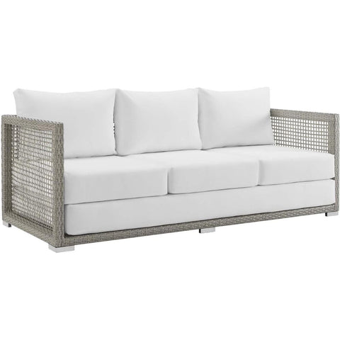 Oakestry Outdoor Wicker Sofa Set Weather-Resistant Rattan Patio Couch Comfortable Cushioned Seating Stylish Modern Garden Furniture Durable All-Weather Lounge for Backyard Deck Balcony Porch