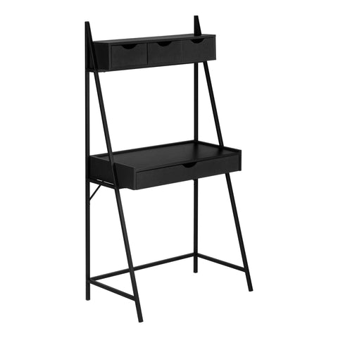 Monarch Specialties I 7330 Computer Desk, Home Office, Laptop, Leaning, Storage Drawers, 32" L, Work, Metal, Laminate, Black, Contemporary, Modern