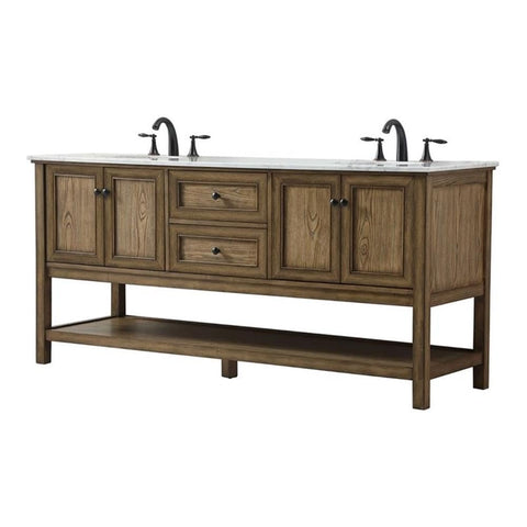 Elegant Decor Metropolis 72" Aluminum MDF Double Bathroom Vanity in Driftwood
