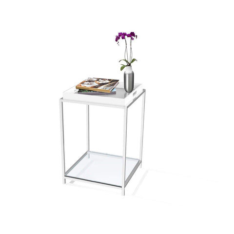 Metal End Table with White Removable Tray
