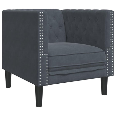 vidaXL Chesterfield Sofa Chair, Upholstered Club Chair with Backrest, Leisure Armchair for Living Room, Modern Style, Dark Gray Velvet