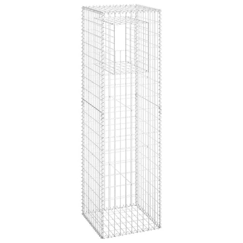 vidaXL Gabion Basket Post - Durable Weather-Proof Silver Iron - Easy-to-Assemble Wire Grid Construction with High Load Capacity - Decorative & Practical Garden Feature