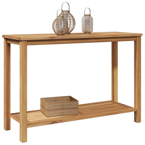 vidaXL Console Table Brown 43.31 x 15.75 x 17.72 in Solid Teak Wood, Outdoor Console Table, Chic Teak Wood Storage, Sturdy Garden Furniture for Patio, Terrace, and Style