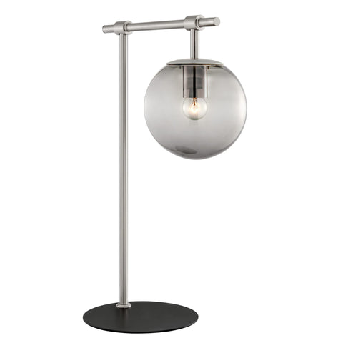 Lite Source Lencho Brushed Nickel Accent Table Lamp with Smoke Shade