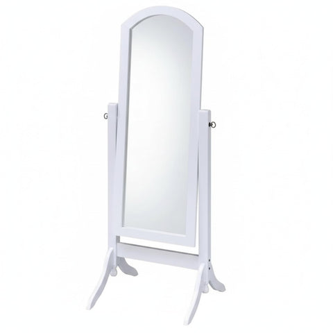 Oakestry Barrington Cheval Full-Length Standing Mirror 59" x 23" White Swivel Design with Solid Rubberwood Frame, Elegant Bedroom, Living Room & Dressing Room Floor Mirror