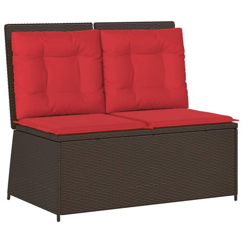 vidaXL Reclining Patio Bench with Cushions - Outdoor Seating/Poly Rattan & Steel/Adjustable Backrest/Brown/Garden, Patio, Deck