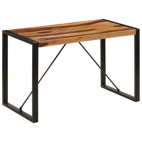 vidaXL Dining Table in Solid Wood, Industrial Style - Brown and Black, with Powder-Coated Steel Legs 47.2"x23.6"x29.9", Polished and Lacquered Finish, Easy to Assemble