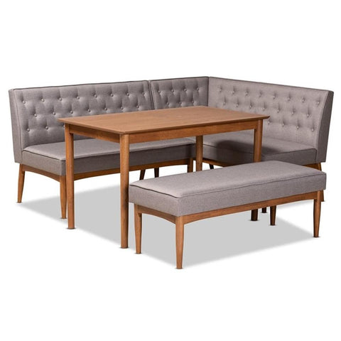 Baxton Studio Riordan Grey and Walnut Brown Finished Wood 4-Piece Dining Set