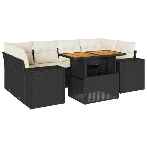 vidaXL 7 Piece Patio Sofa Set with Cushions Black Poly Rattan, Garden Sofa Set, Garden Lounge Set, Poly Rattan Sofa Set, Outdoor Sofa Set