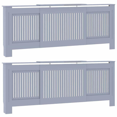 vidaXL Radiator Cover 2 pcs Gray 112x19x81.5cm Engineeredwood, Stylish Radiator Cover, Contemporary Living Room Furniture, Functional Home Decor, Engineered Wood Shield for Rooms