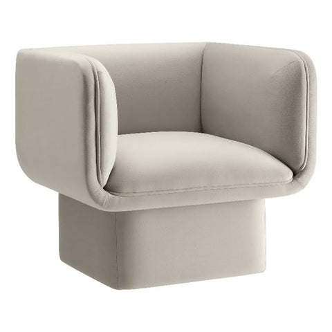 Modway Tate Performance Velvet Accent Chair in Almond - Upholstered Club Chair - Modern Barrel Armchair - Comfy Reading Leisure Chair for Living Room, Bedroom, Office