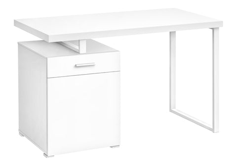 Monarch Specialties I 7760 Computer Desk, Home Office, Laptop, Left, Right Set-up, Storage Drawers, 48" L, Work, Metal, Laminate, White, Contemporary, Modern