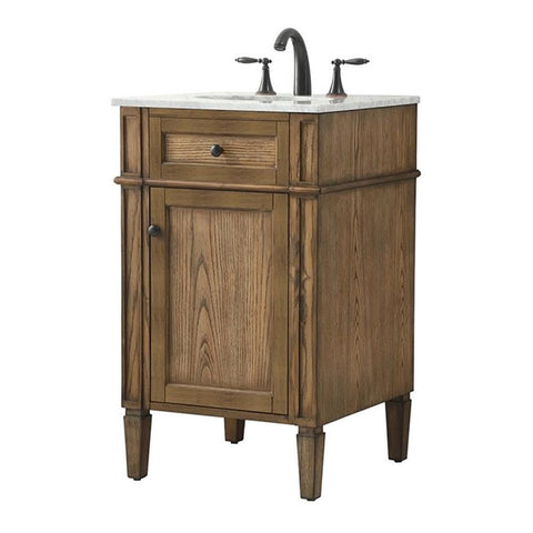 Elegant Decor Park Avenue 21" Aluminum MDF Single Bathroom Vanity in Driftwood