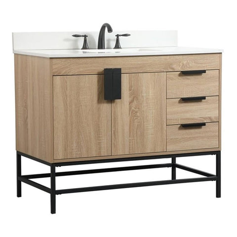 Elegant Decor Eugene 42" Single Bathroom Vanity with Backsplash in Mango Wood