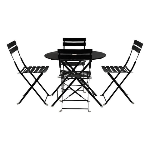 36 in Round Bistro Table Set with 4 Chairs - Black