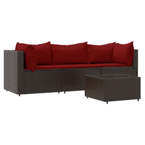 vidaXL 3 Piece Patio Lounge Garden Set - Brown Poly Rattan with Cushions - Outdoor Flexible Modular Sofa Set - Weather- and Durable Material - Comfortable and Aesthetic