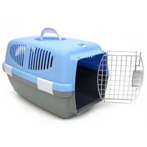 YML Small Plastic Carrier Crate for Small Animals, Blue