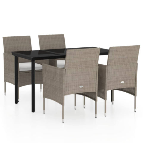 vidaXL Patio Dining Set 5 Piece with Cushions Garden Outdoor Lawn Yard Terrace Balcony Table and Chair Seat Seating Furniture Beige and Black