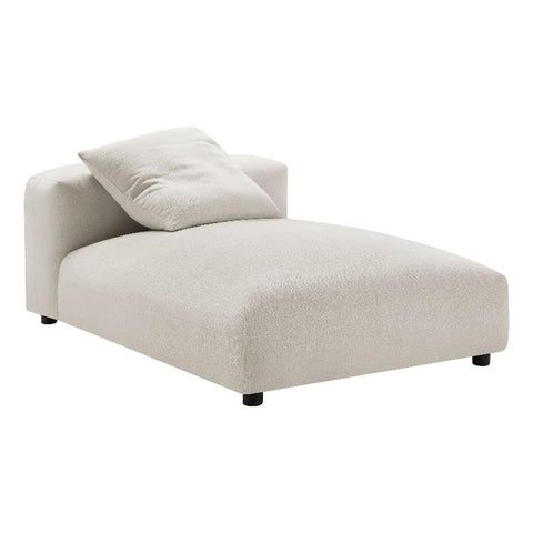 Modway Solace Modular Chaise Lounge Chair in Salt - Oversized Chaise Lounge Indoor with Fabric Upholstery and Pillow - Comfy Chaise Sofa - Modern Armless Chaise Couch for Living Room