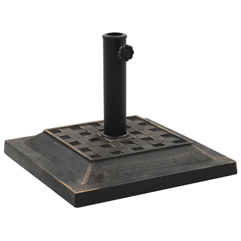 vidaXL Bronze Parasol Base - Weather- Polyresin Square Stand with Locking Bolt, Adapters for 1.5" and 1.9" Diameter Poles - Outdoor Patio Umbrella Holder