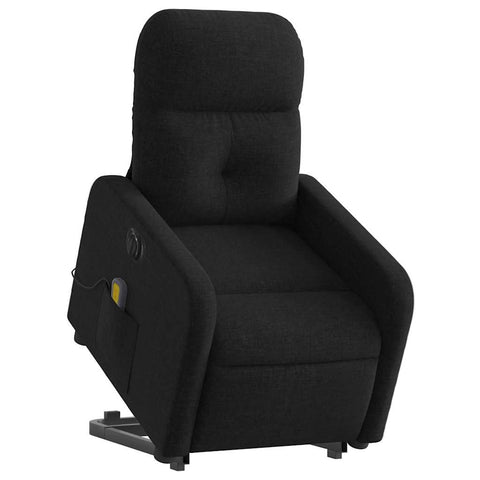 vidaXL Power Lift Wingback Recliner Chair - Electric Stand up, Massage, 135Â° Recline, Black Fabric, Ergonomic with Side Pocket for Living Room