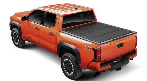 Hard Tri-Fold Tonneau Cover Fits Toyota Tacoma 6 Foot Bed 2024-2025 Lockable 3 Panel Folding Gloss Black Powder Coated Aluminum Low Profile Truck Bed Cover TrailFX TFX8014