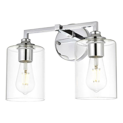 Living District Mayson 2-Light Iron & Glass Bath Sconce in Chrome/Clear