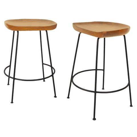 Carolina Cottage CF2424NMNGTBK 24.5 in. Diya Counter Stool, Natural & Black - Set of 2