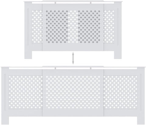 vidaXL Modern White MDF Radiator Cover with Adjustable Length and Storage Space - Ultra Durable Cabinet for Radiator Concealment and Display